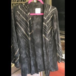 Chaser Beaded Tie Dye Kimono in Blue - sz xs NWOT